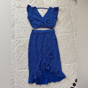 Boohoo Royal Blue Polka Dot Ensemble